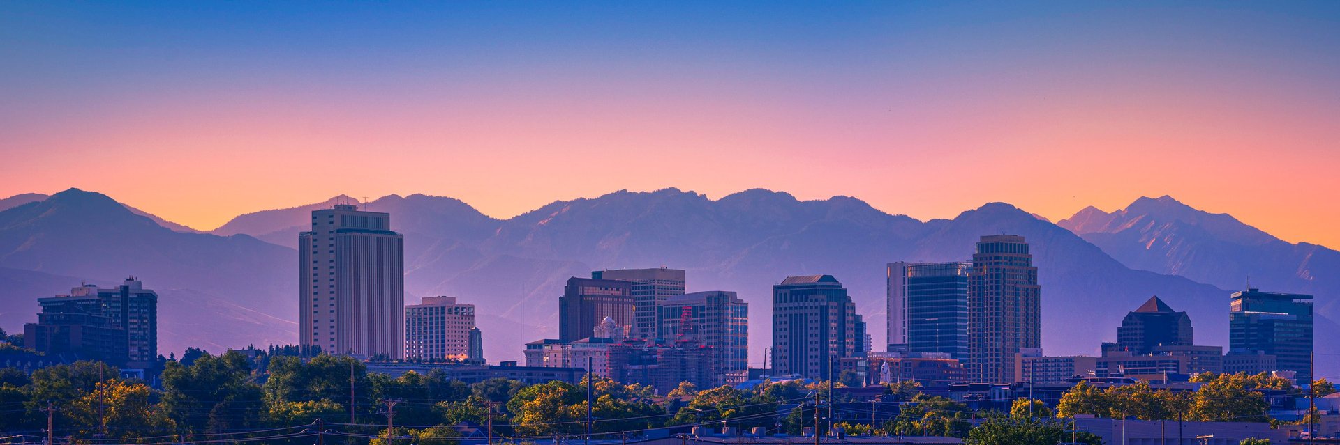 Salt Lake City Skyline at Sunrise in Utah