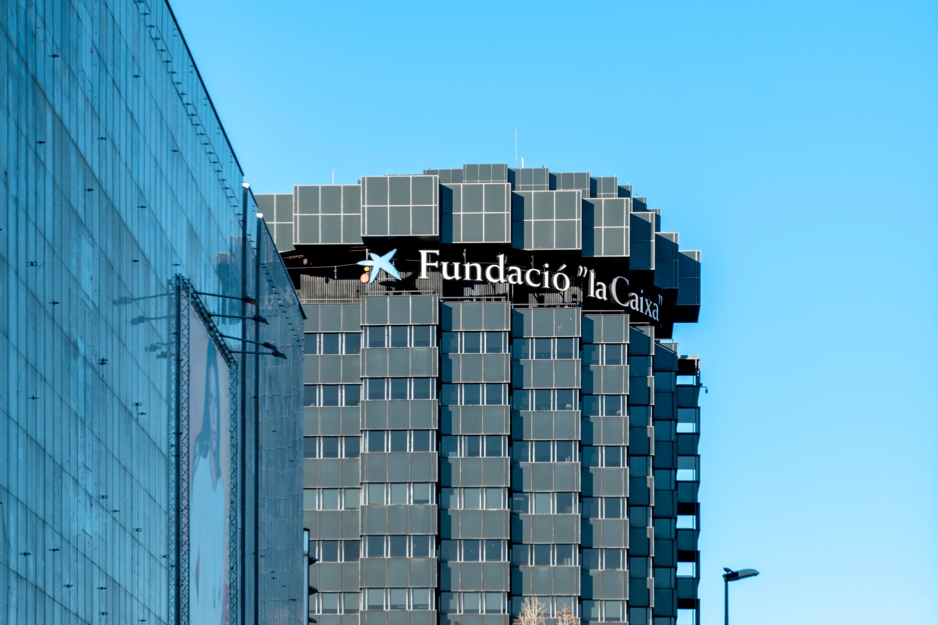 La Caixa Foundation Building Corporate Headquarters Black Glass Facade Barcelona